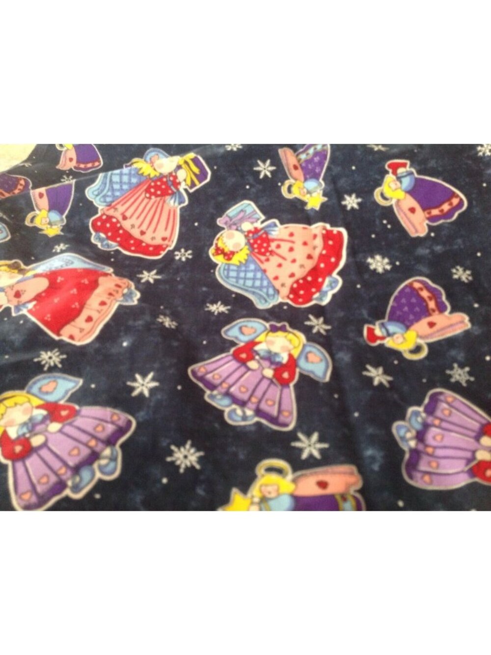 Material Fabric Blue Cotton Christmas Sprit # 6064 45" x 50"  Spring Industries